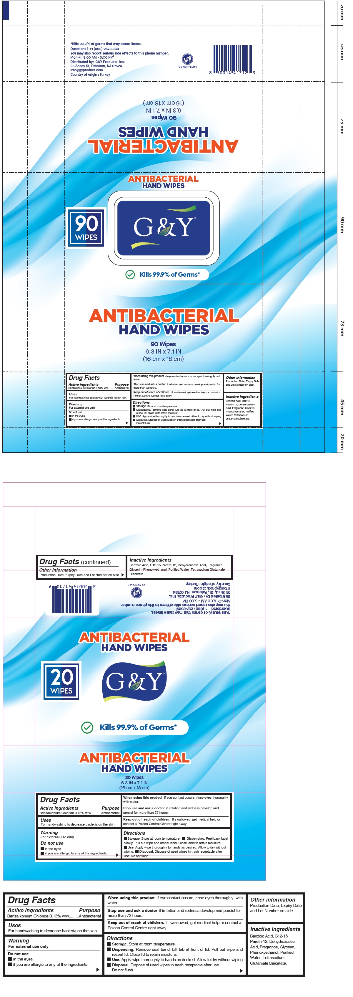 Pill image for g&y antibacterial hand wipes