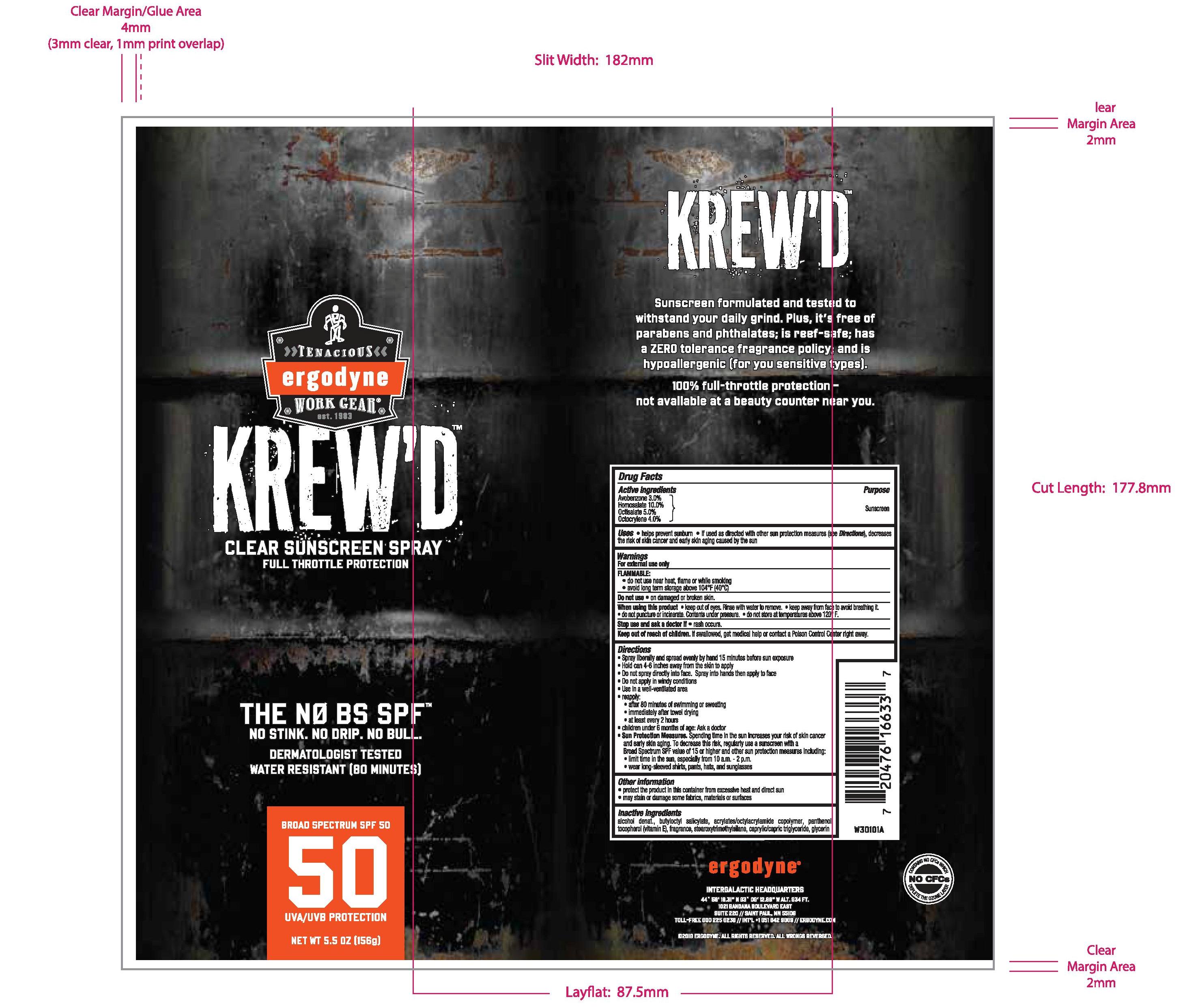 Pill image for tenacious ergodyne krewd clear spf 50 continuous spray