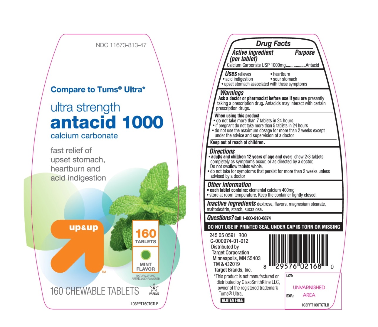 Pill image for Ultra Strength Antacid 1000 Chewable Tablets