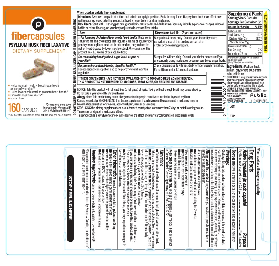 Pill image for Publix Fiber Capsules Psyllium Husk 160 Capsules
