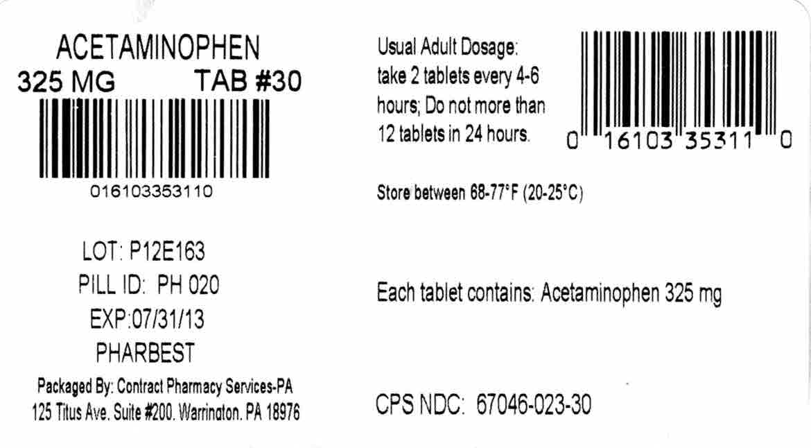 Pill image for Acetaminophen 325 Mg - Pharbest