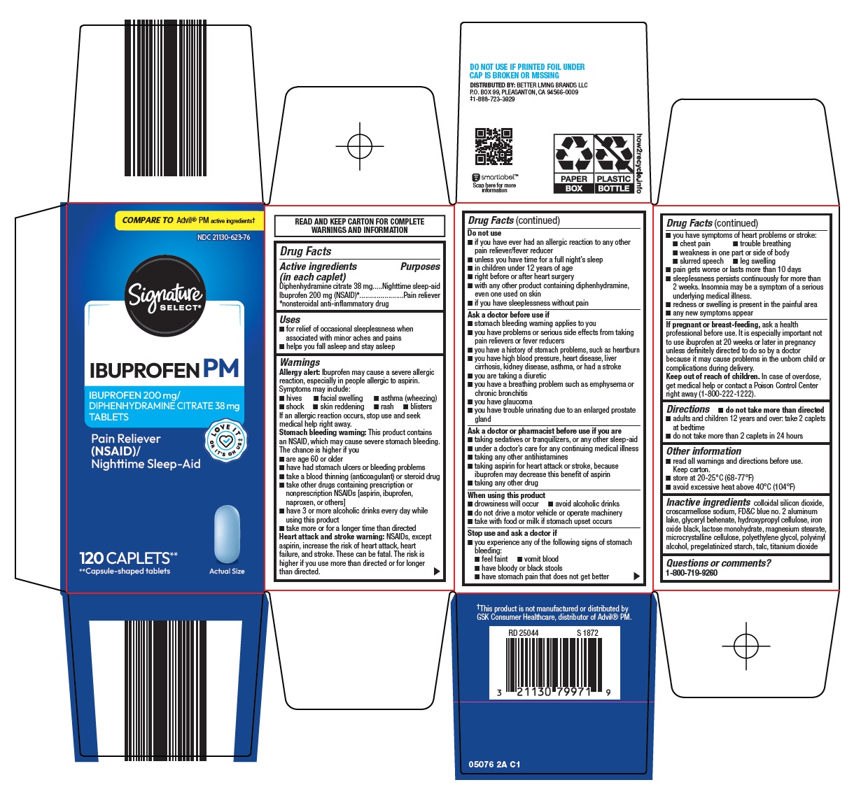 Pill image for Better Living Brands Llc Ibuprofen Pm Drug Facts