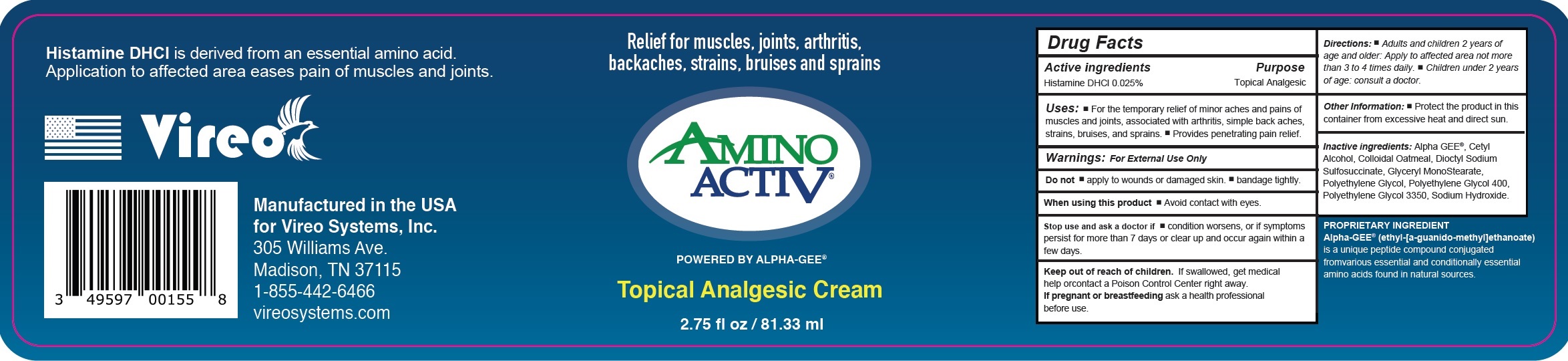 Pill image for Amino Active Topical Analgesic Cream