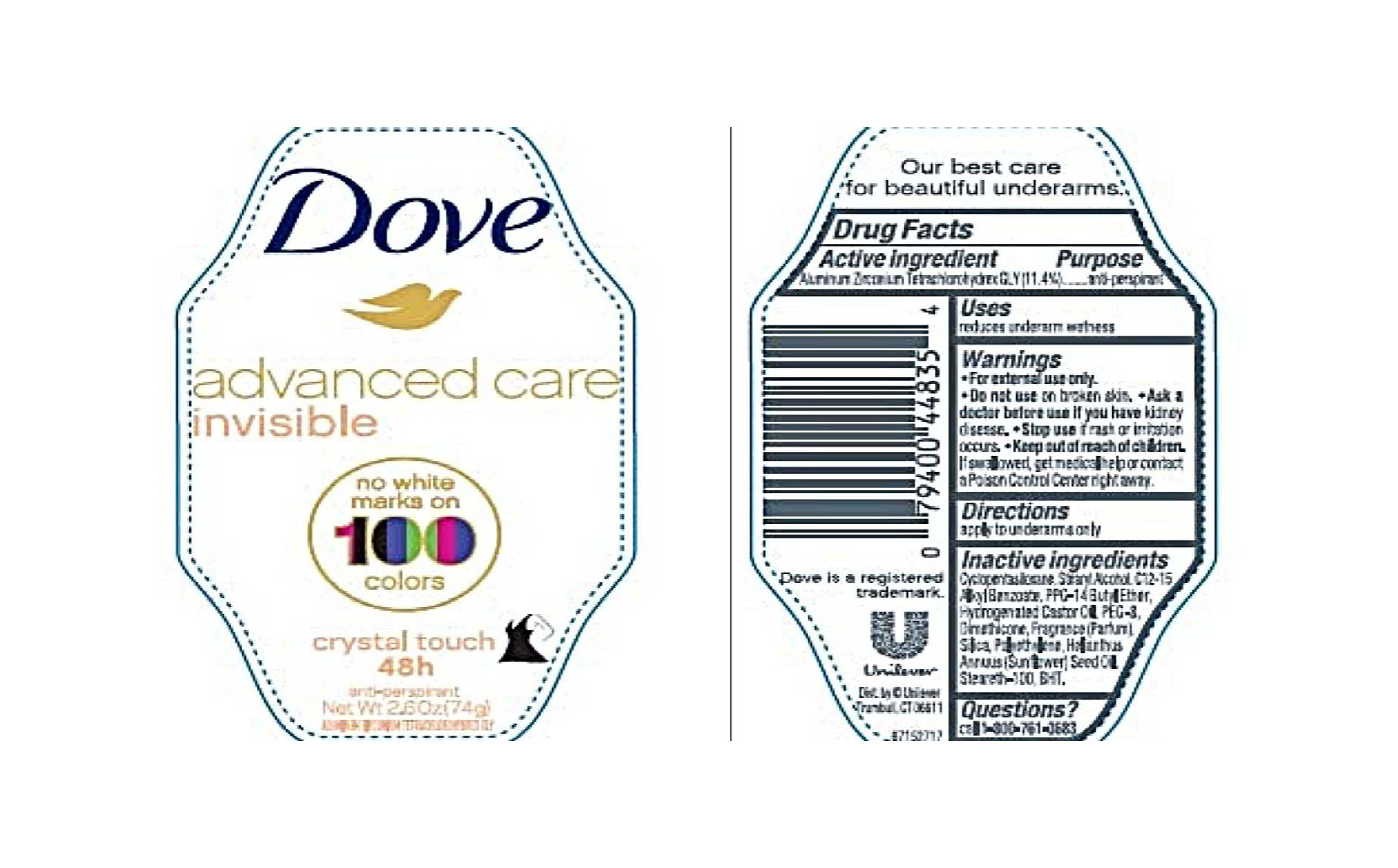Pill image for Dove Advanced Care Invisible Crystal Touch 48h Antiperspirant