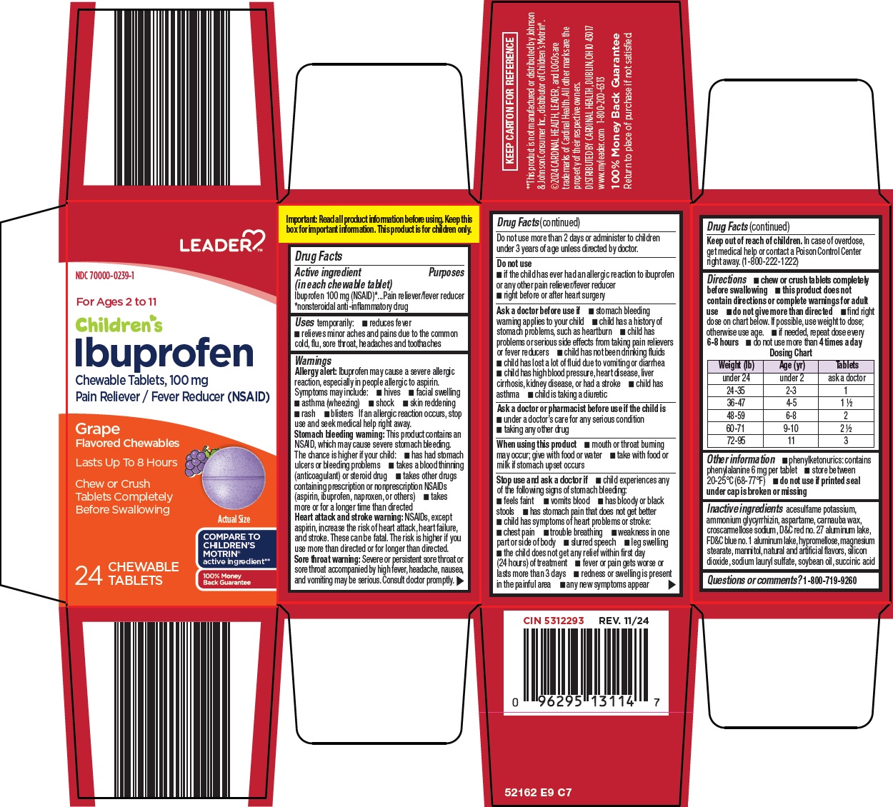 Pill image for Cardinal Health Children’s Ibuprofen Drug Facts