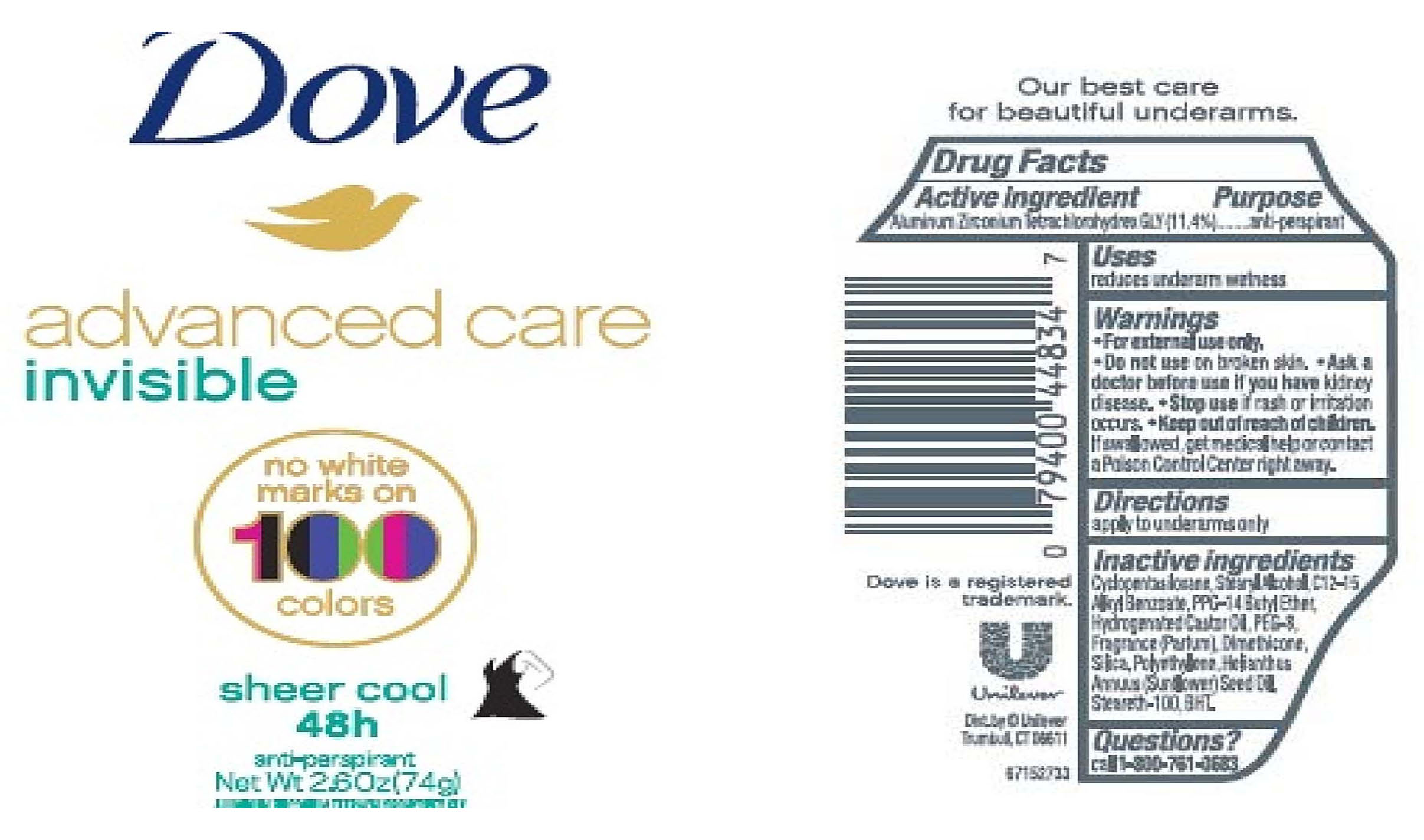 Pill image for Dove Advanced Care Invisible Sheer Cool 48h Antiperspirant