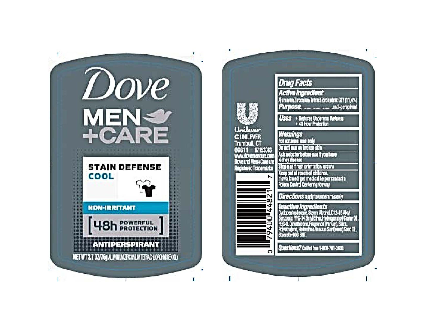 Pill image for Dove Men Plus Care Stain Defense Cool 48h Antiperspirant