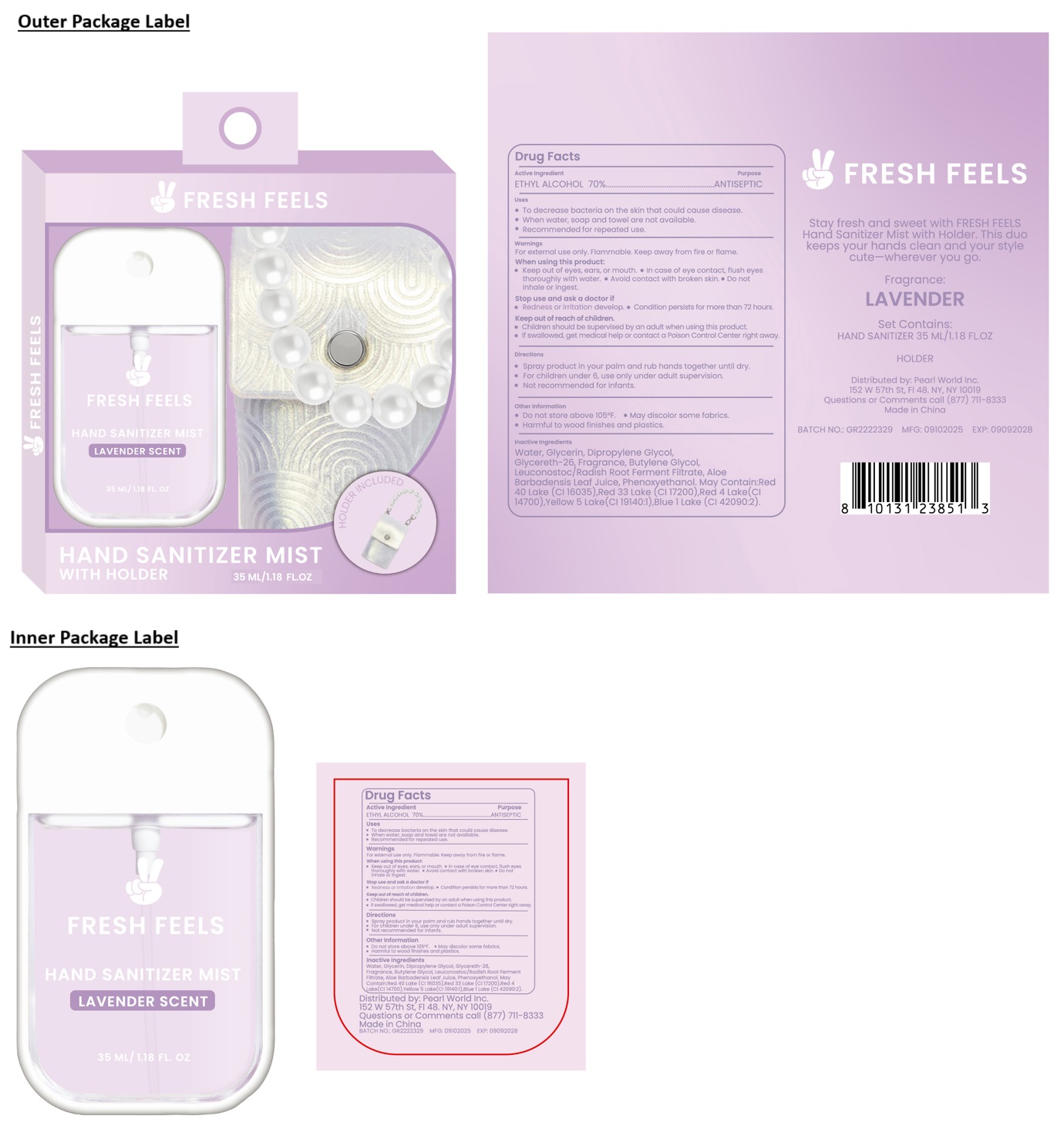 Pill image for Fresh Feels Hand Sanitizer Mist With Holder lavender Scent