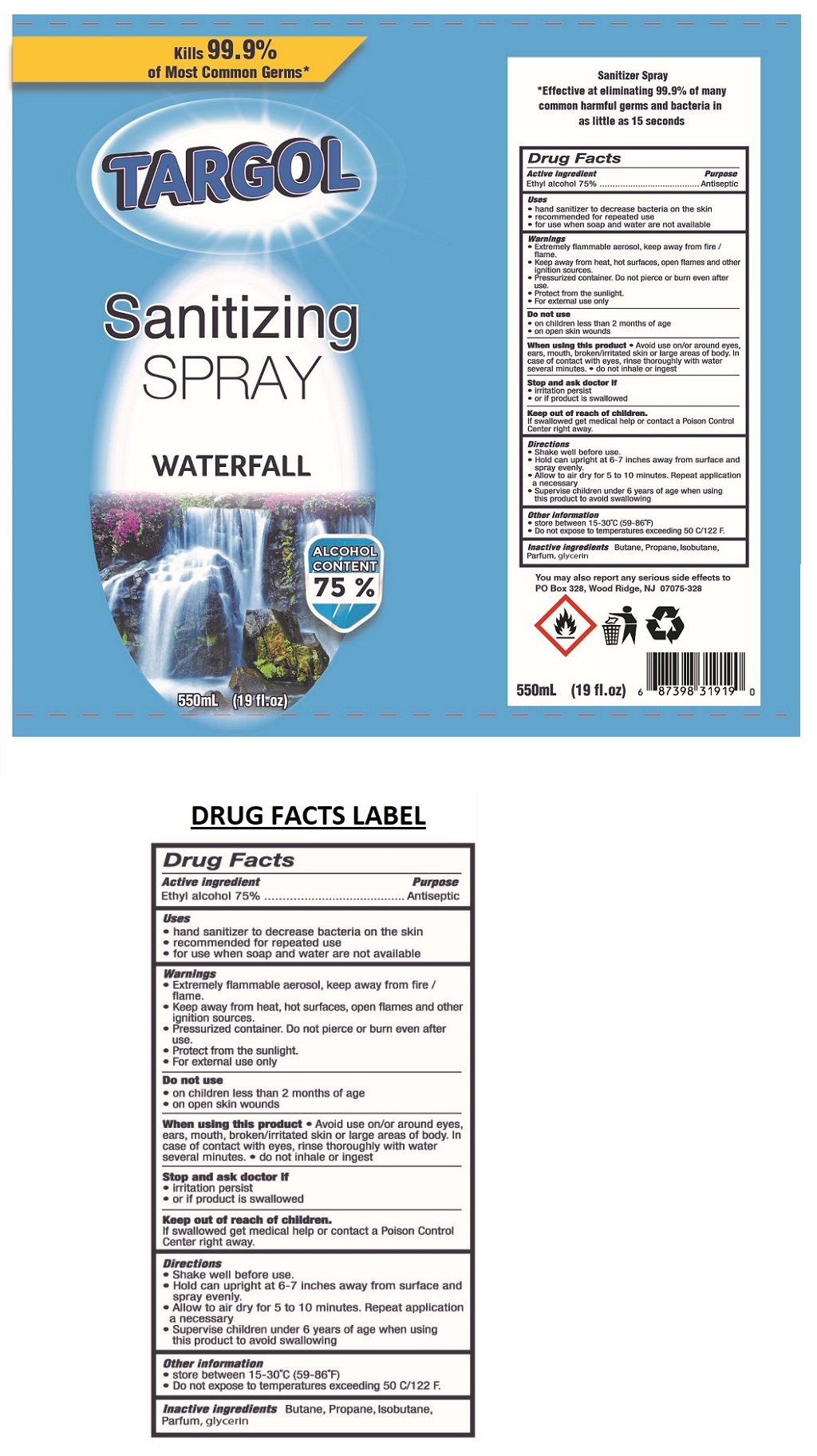Pill image for Targol Sanitizing Spray waterfall