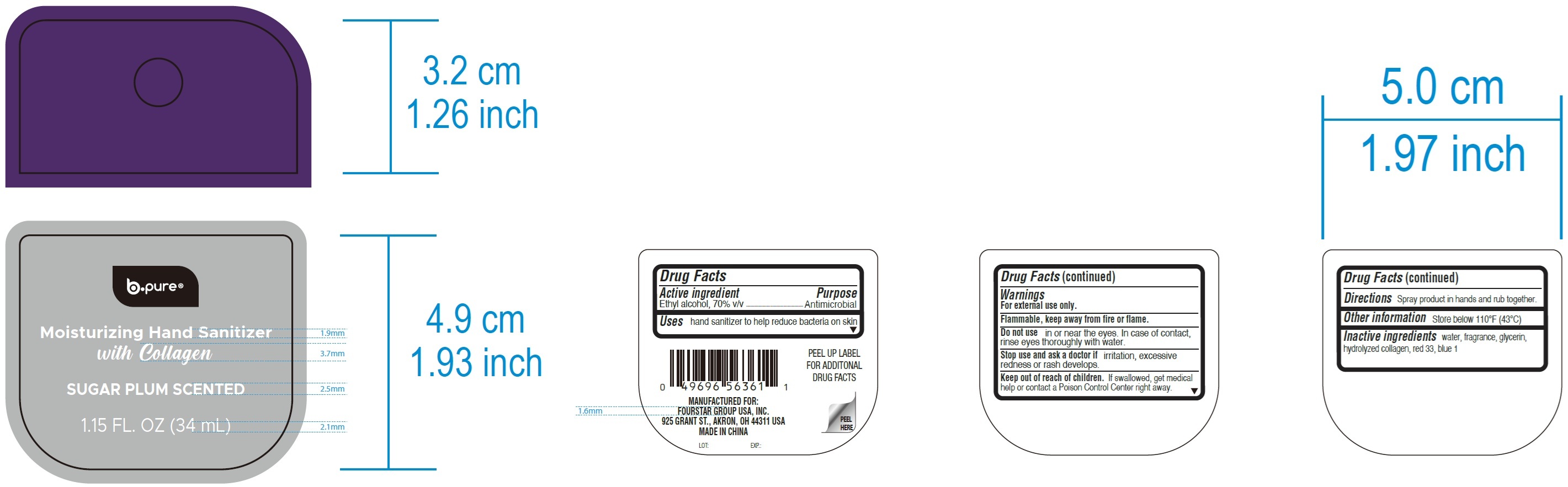 Pill image for b-pure moisturizing hand sanitizer, sugar plum scented