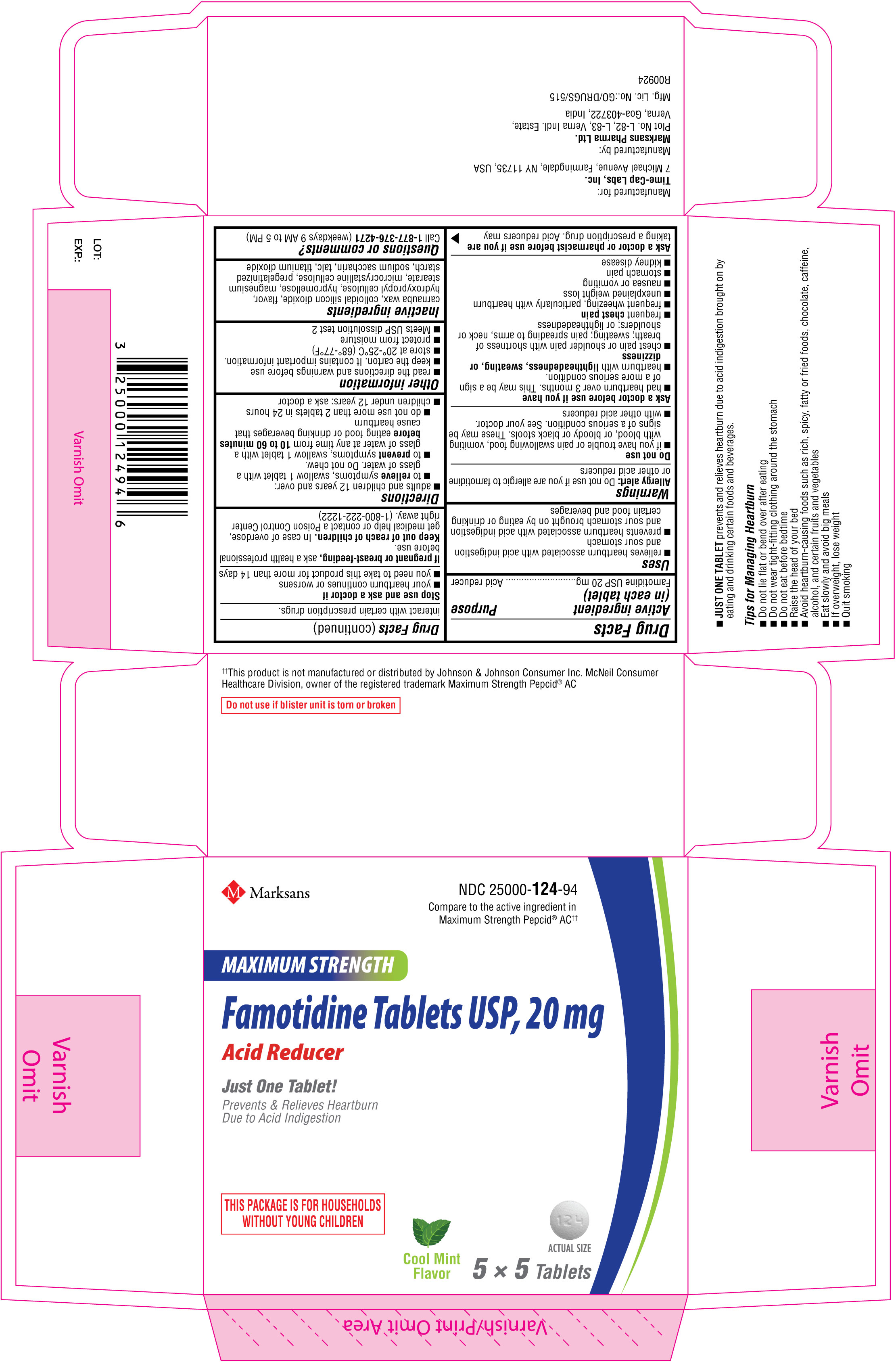 Pill image for Famotidine Tablets Usp, 20 Mg - Cool Mint Flavor