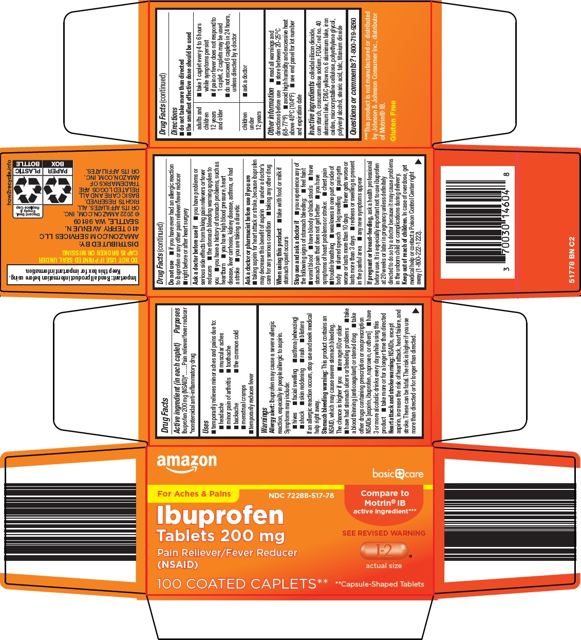 Pill image for Amazon Ibuprofen Tablets 200 Mg Drug Facts