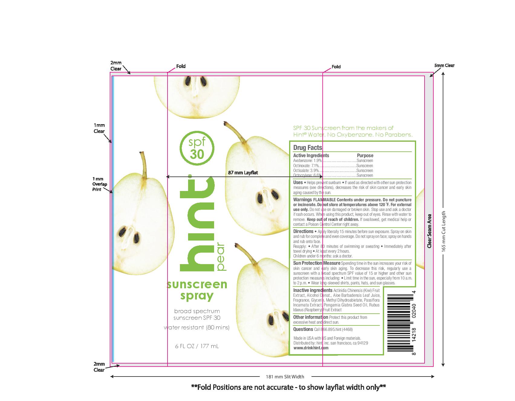 Pill image for Hint Spf 30 Sunscreen Spray Pear
