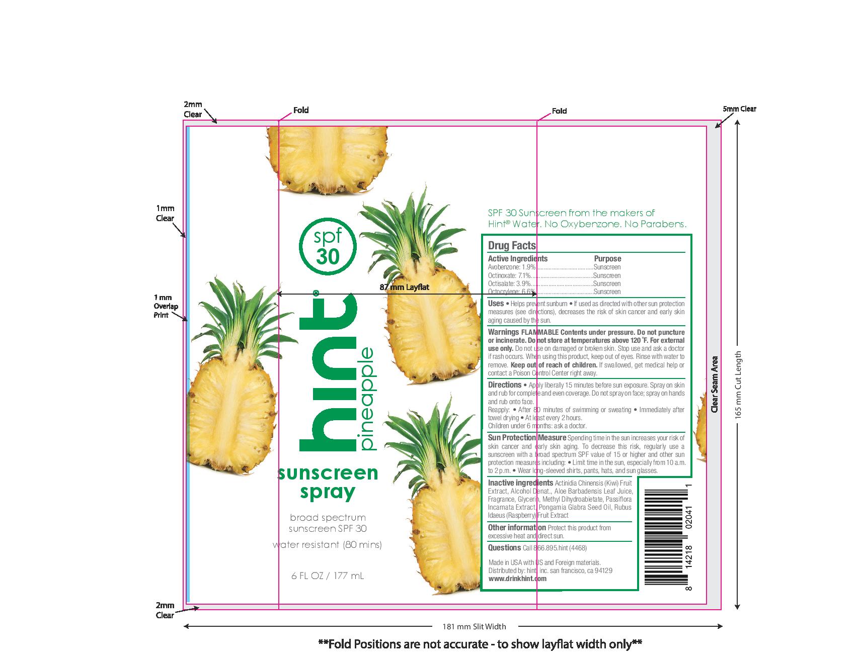 Pill image for Hint Spf 30 Sunscreen Spray Pineapple