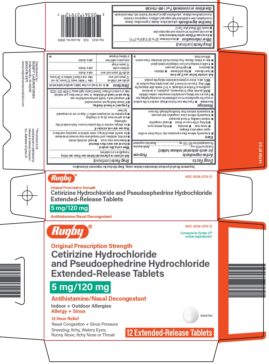 Pill image for Rugby Laboratories Cetirizine Hydrochloride And Pseudoephedrine Hydrochloride Extended-release Tablets Drug Facts