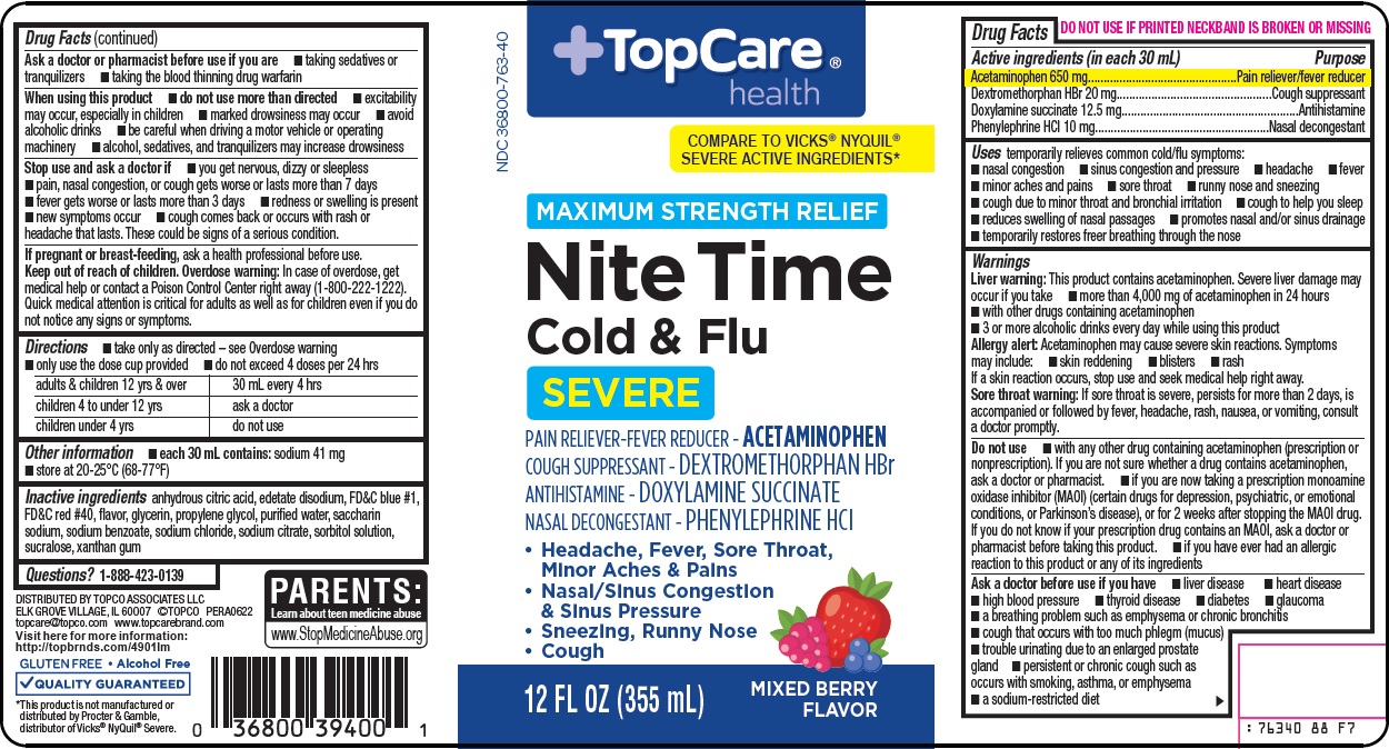 Pill image for Topco Associates Llc. Nite Time Cold & Flu Drug Facts