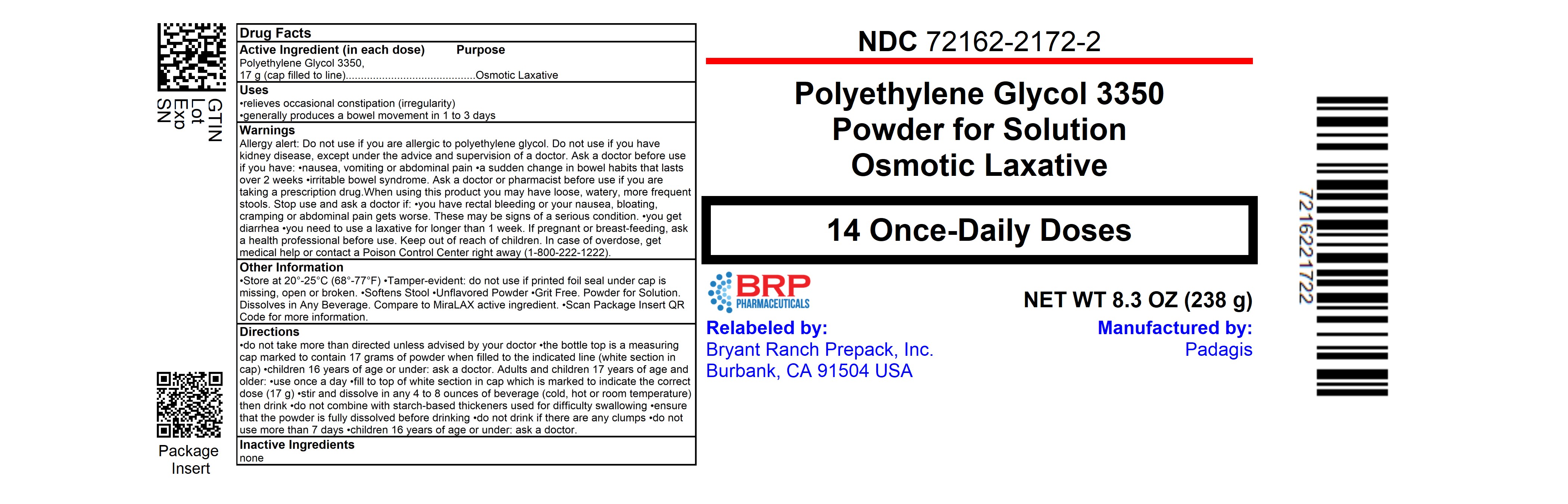 Pill image for Polyethylene Glycol 3350 Drug Facts