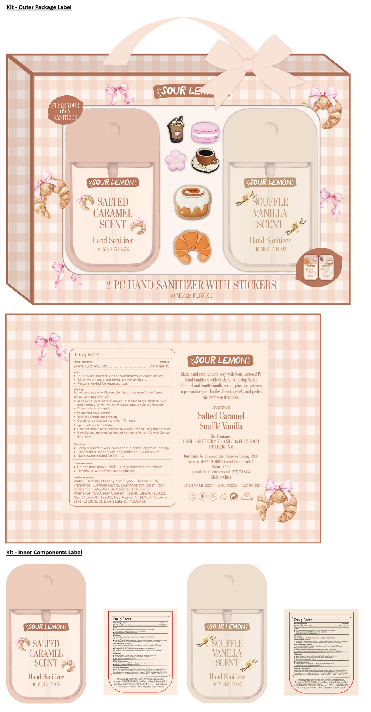 Pill image for Sour Lemon 2 Pc Hand Sanitizer With Stickers - salted Caramel And Souffle Vanilla Scent