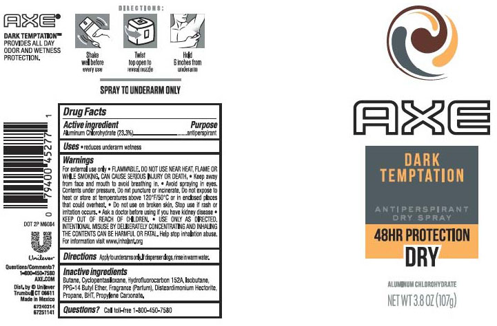 Pill image for Axe Dark Temptation Dry Spray Antiperspirant 48hr Protection Dry