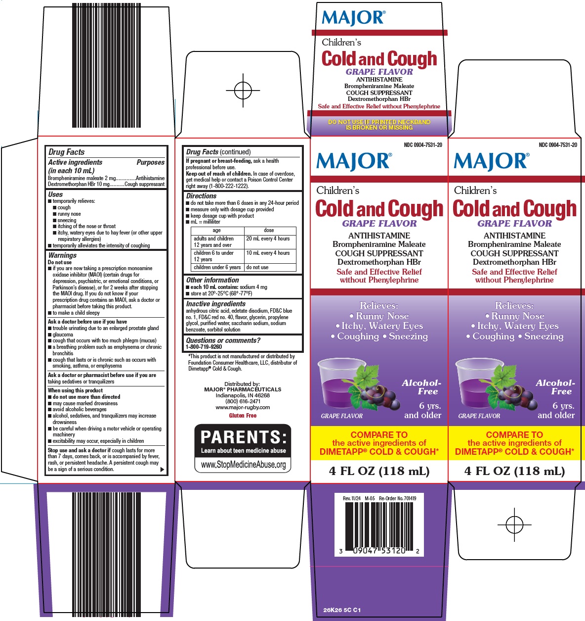 Pill image for Major Pharmaceuticals Children’s Cold And Cough Drug Facts