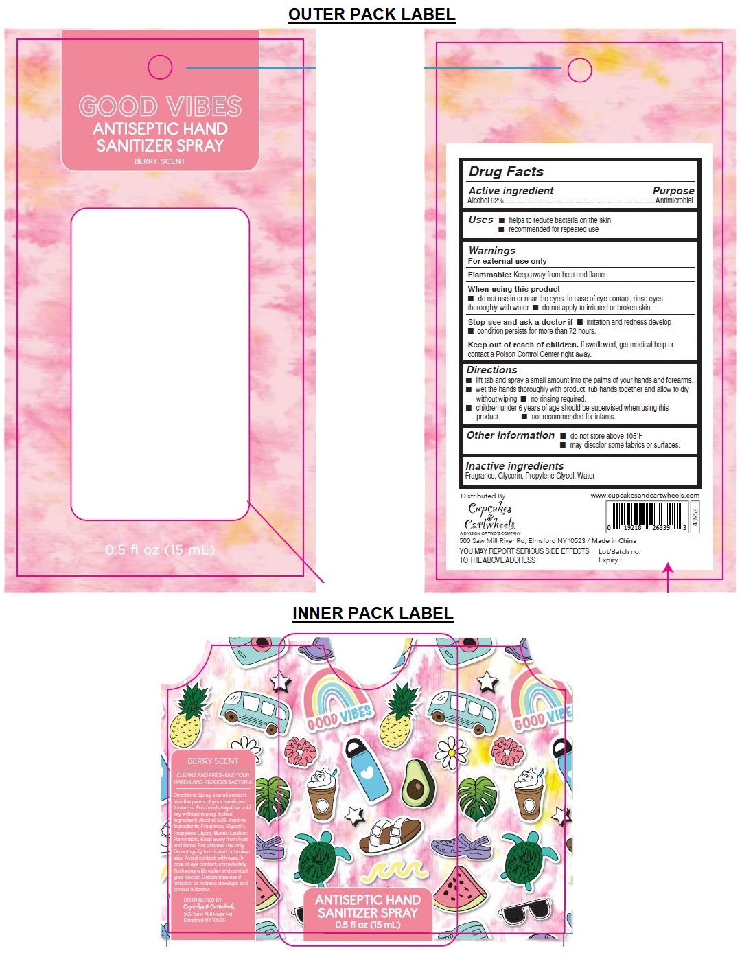 Pill image for Good Vibes antiseptic Hand sanitizer Spray Berry scent