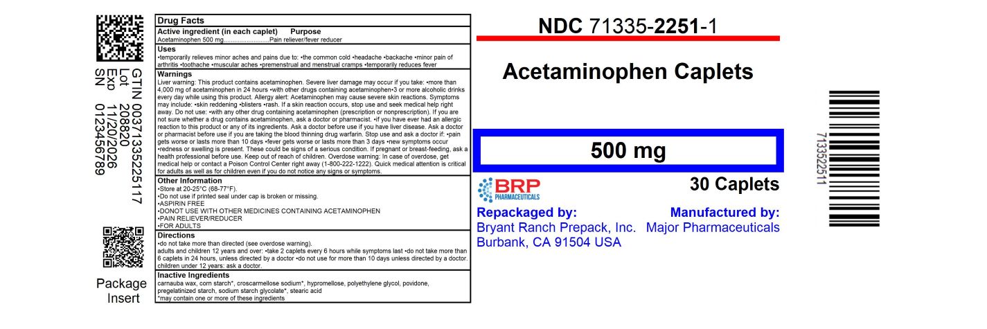 Pill image for Major Pharmaceuticals Acetaminophen Drug Facts