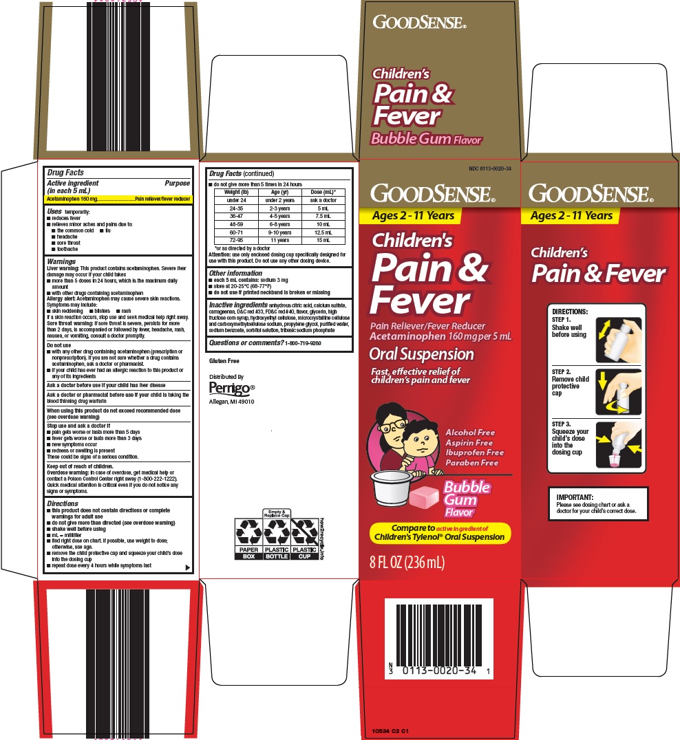 Pill image for Perrigo Children’s Pain & Fever Drug Facts