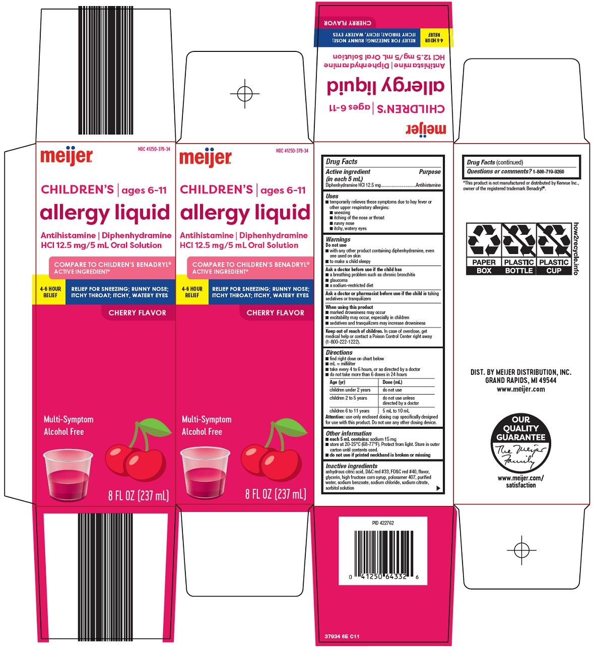 Pill image for Meijer Distribution, Inc. Children’s Allergy Liquid Drug Facts