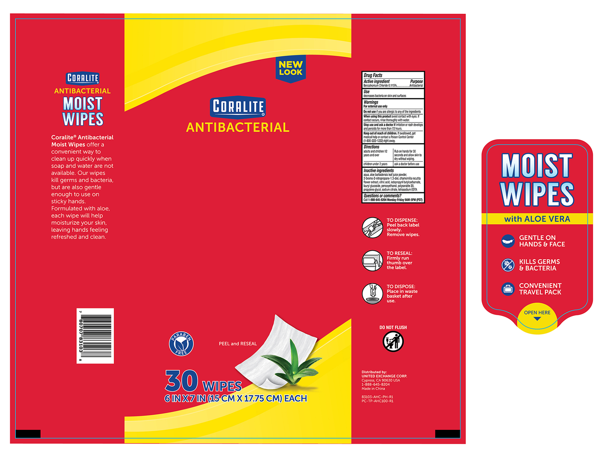 Pill image for Coralite Antibacterial Moisturizing Pouch Wipe, 30ct 83103