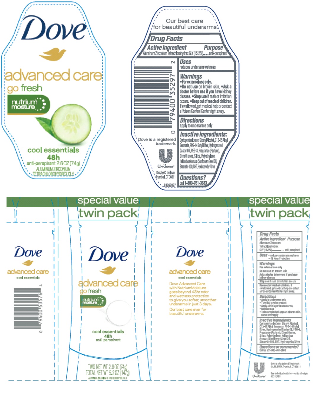 Pill image for dove advanced care cool essentials antiperspirant and deodorant