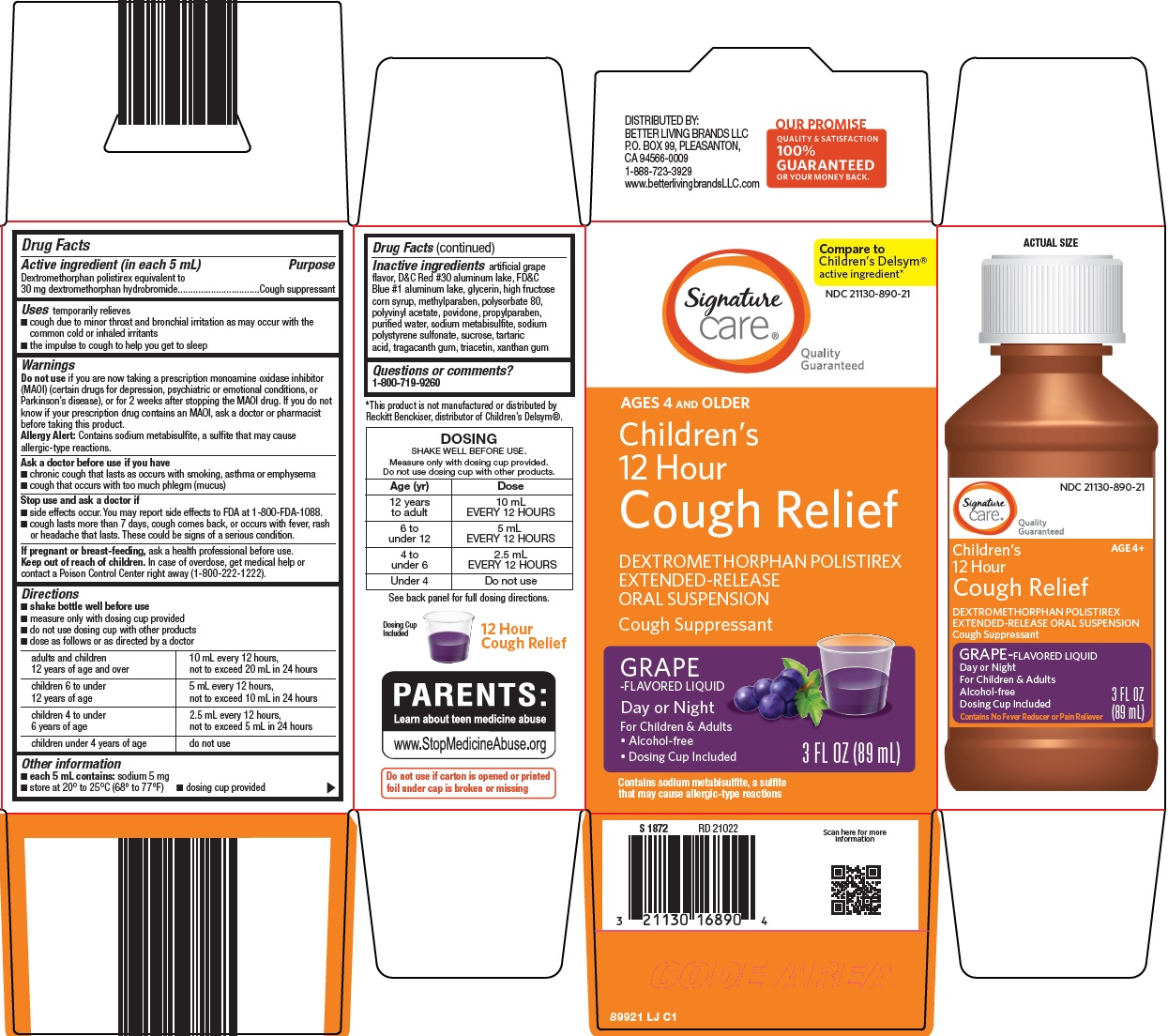 Pill image for Better Living Brands Llc Children’s 12 Hour Cough Relief Drug Facts