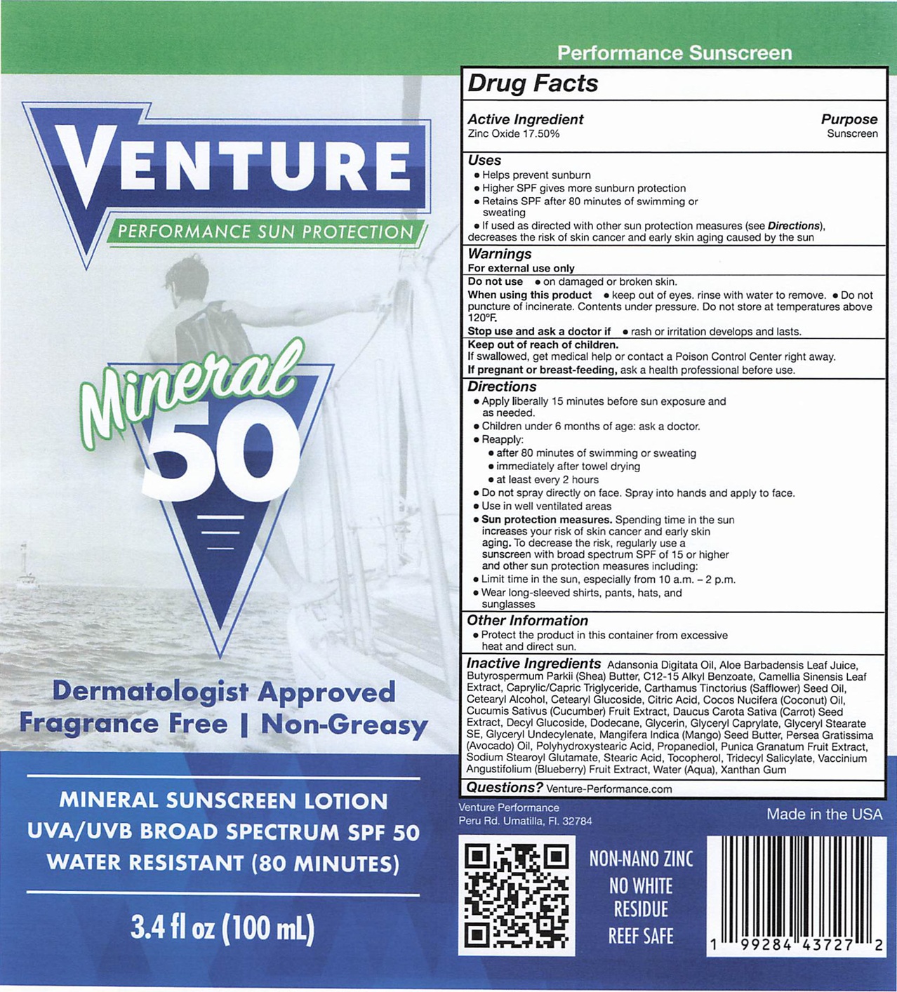 Pill image for Venture Performance Sun Protection Mineral Sunscreen Spf 50