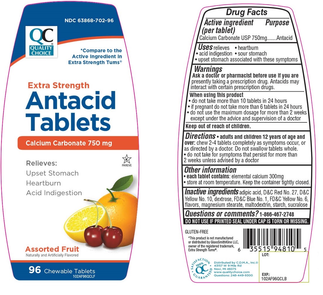 Pill image for Quality Choice Extra Strength Assorted Fruit Antacid Tablets Drug Facts