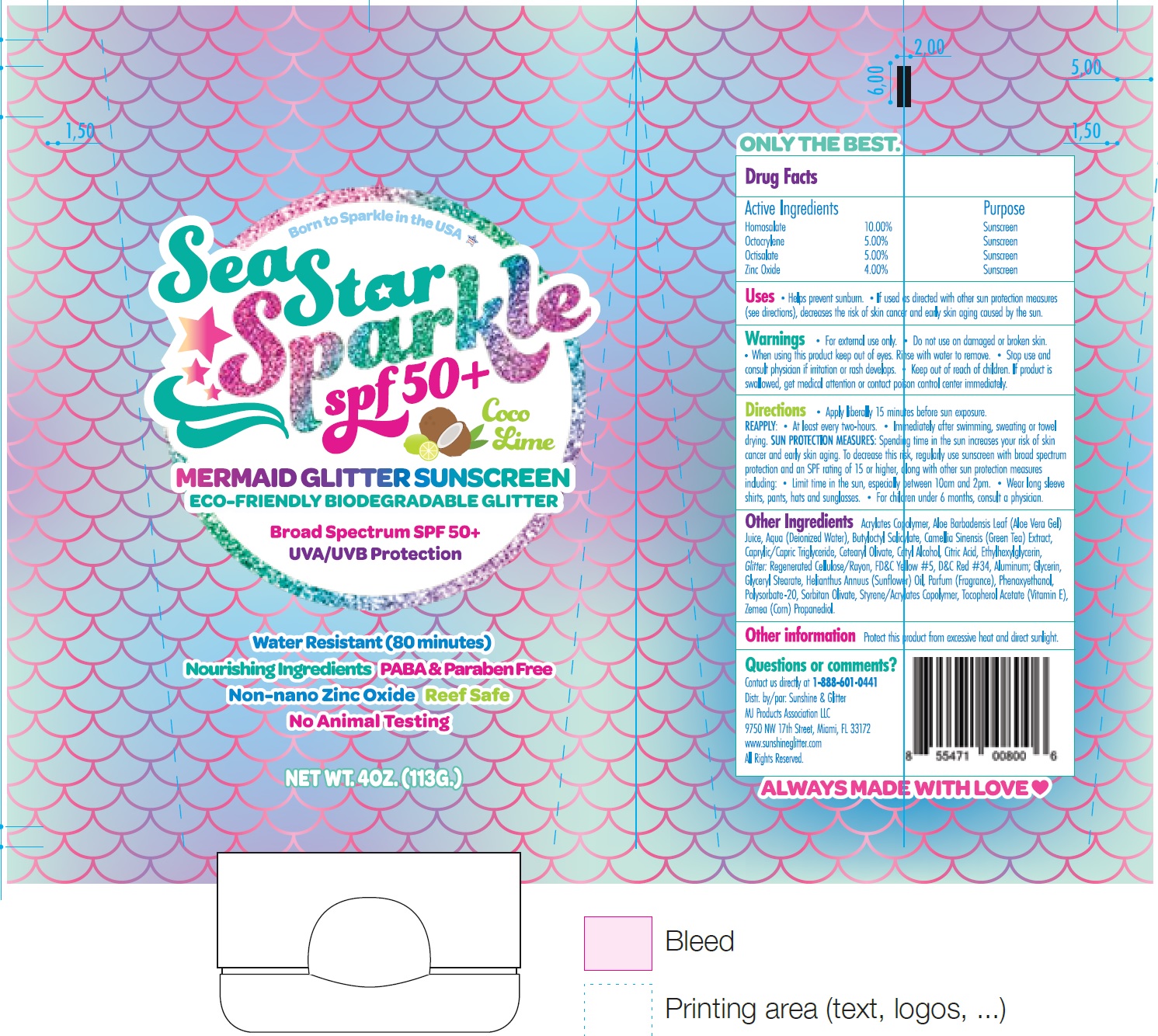 Pill image for Sea Star Sparkle Spf-50 Glitter Sunscreen Coco-lime