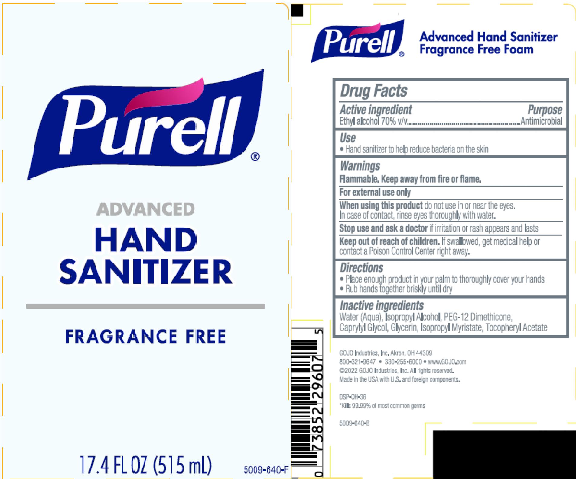 Pill image for Purell Advanced Hand Sanitizer Fragrance Free Foam