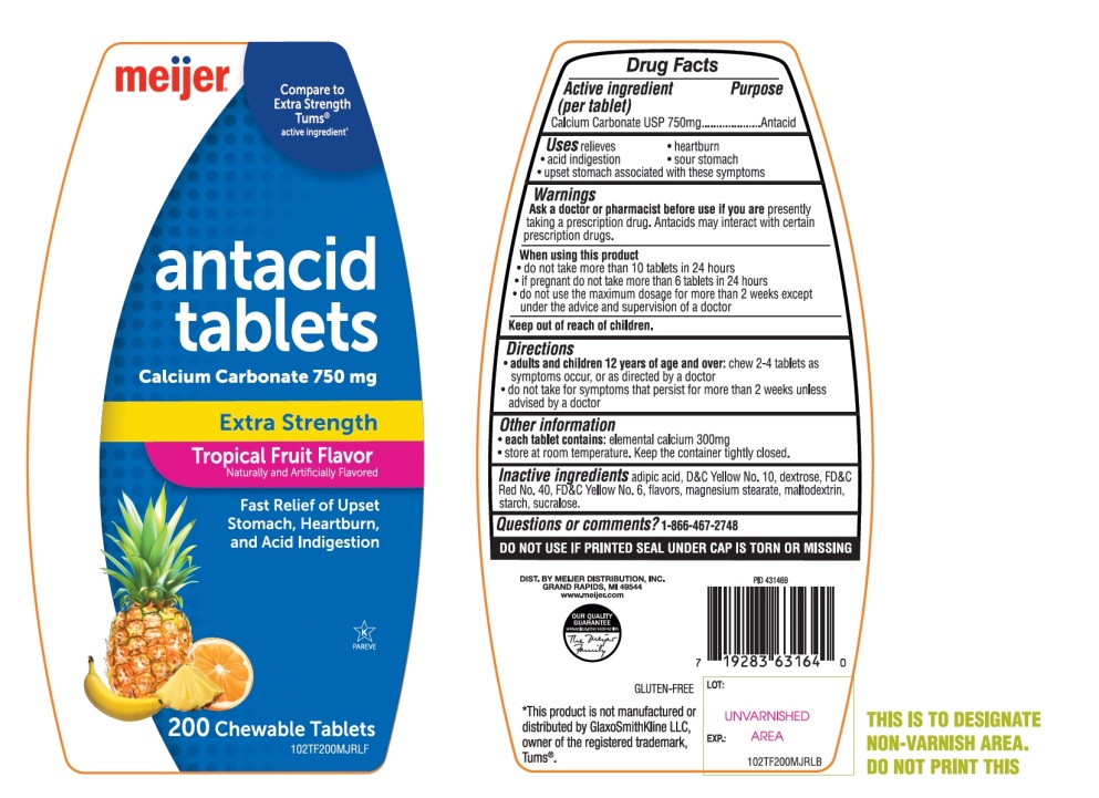 Pill image for Meijer Extra Strength Tropical Fruit Antacid 200 Tabs Drug Facts