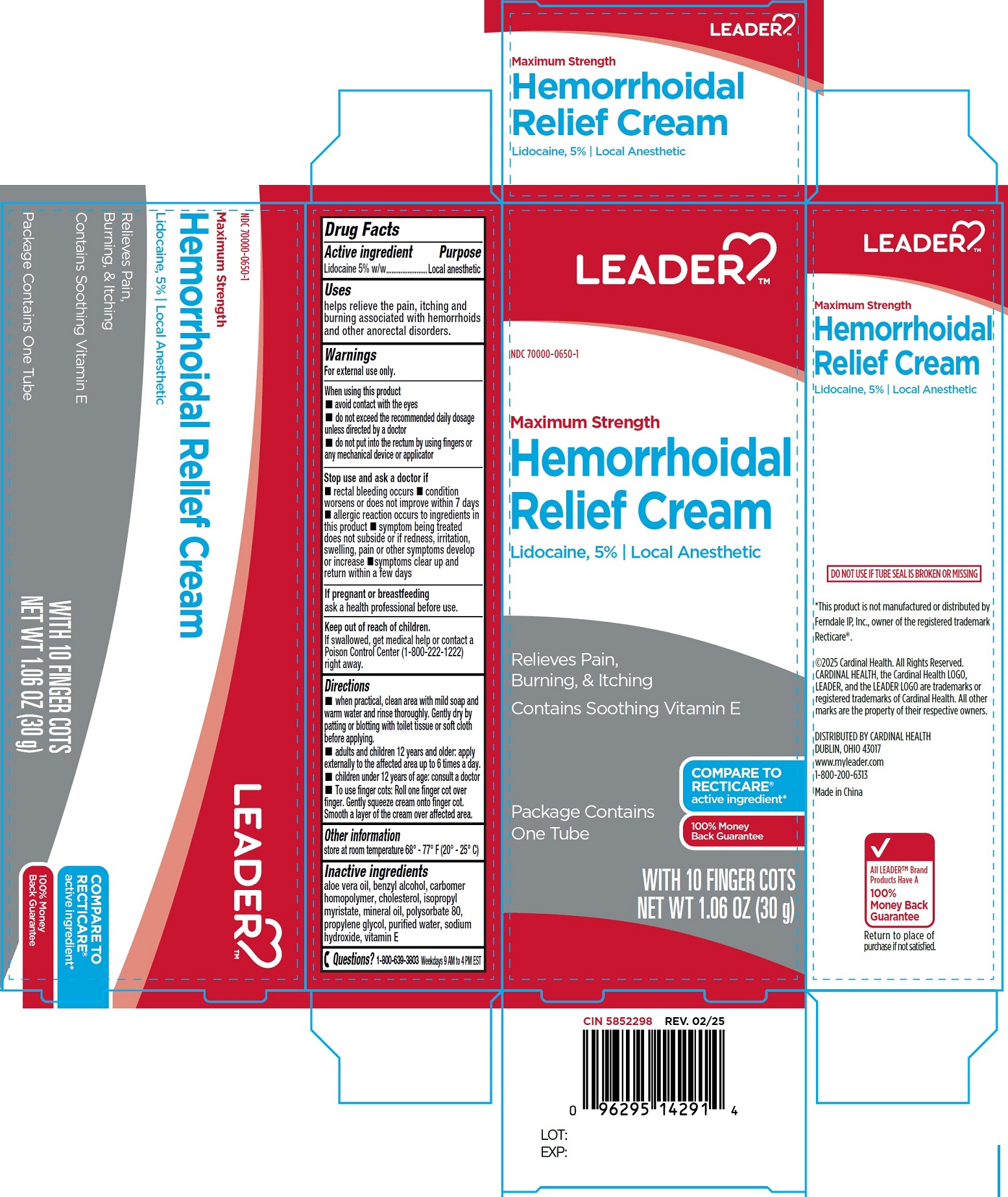 Pill image for Leader Maximum Strength Hemorrhoidal Relief Cream