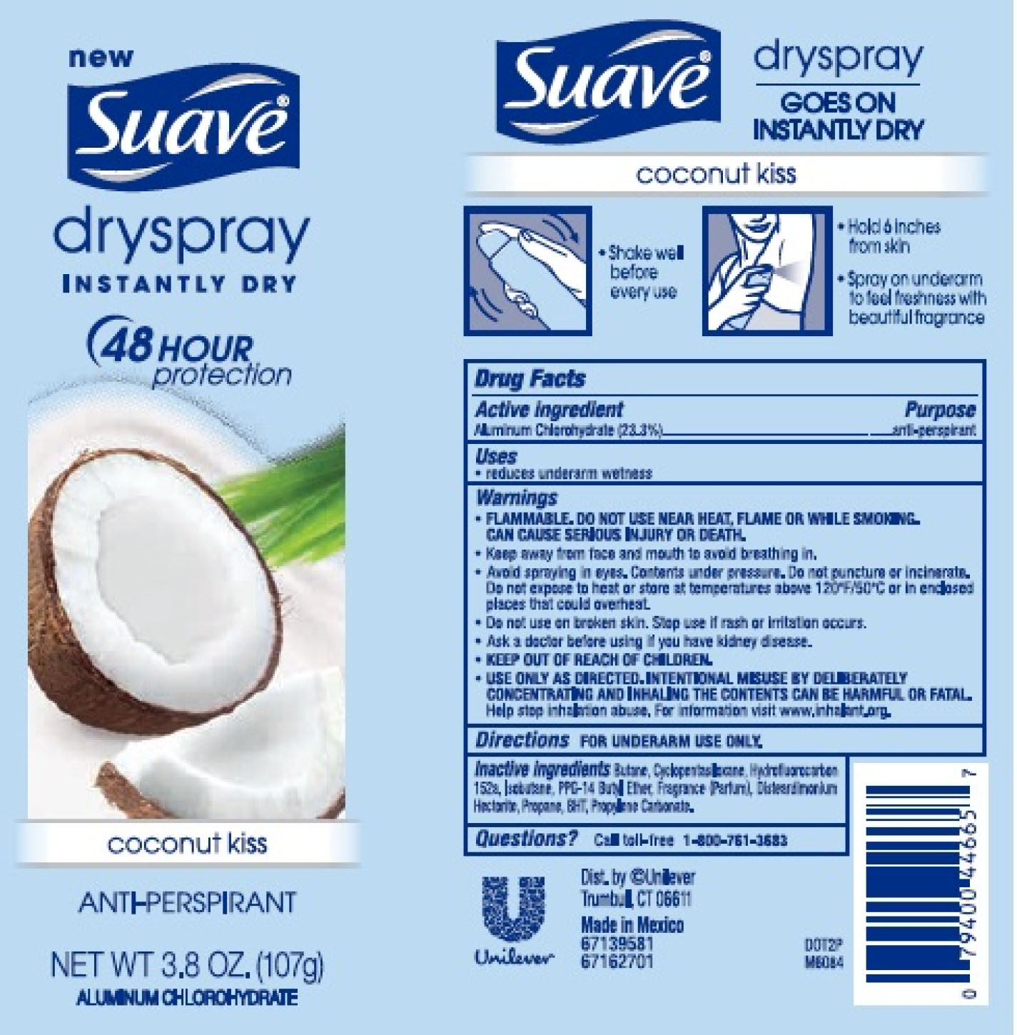 Pill image for Suave Coconut Kiss 48 Hour Protection Dry Spray Antiperspirant