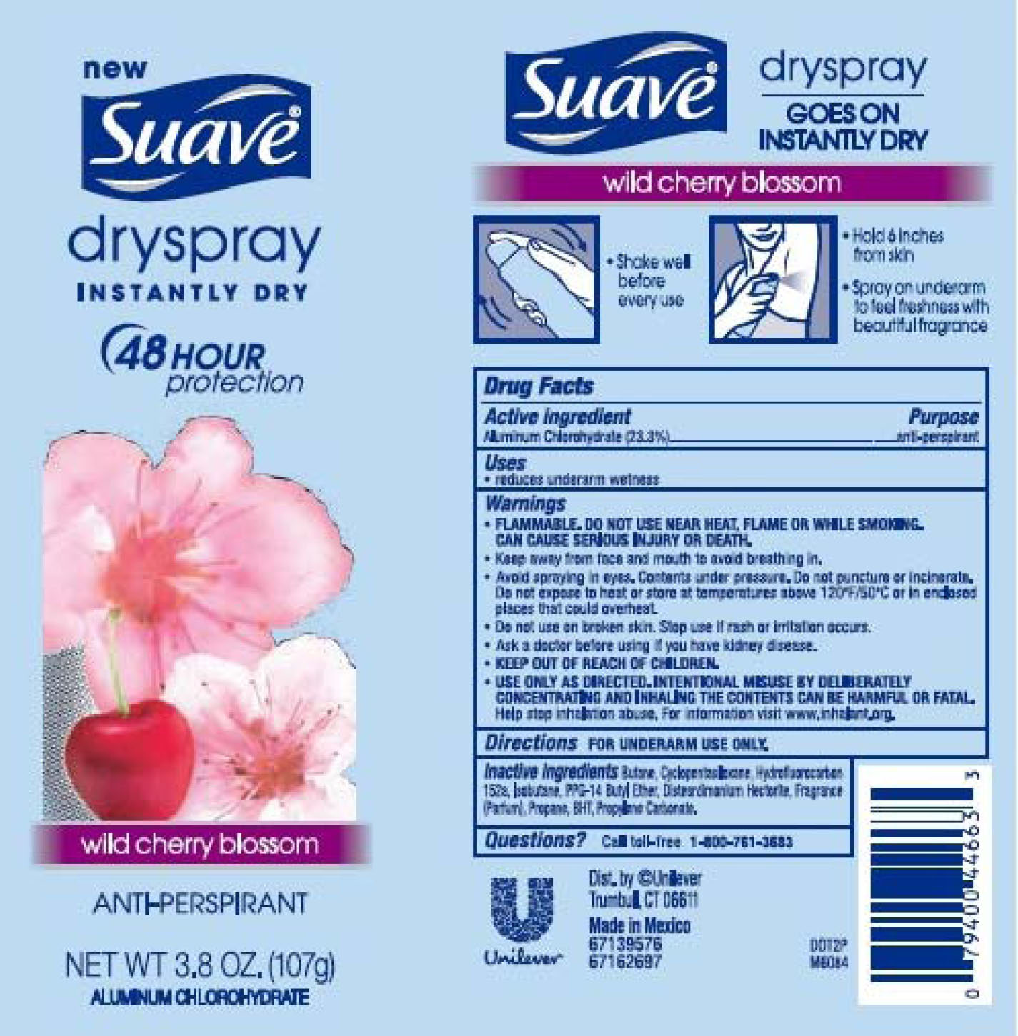Pill image for Suave Wild Cherry Blossom 48 Hour Protection Dry Spray Antiperspirant