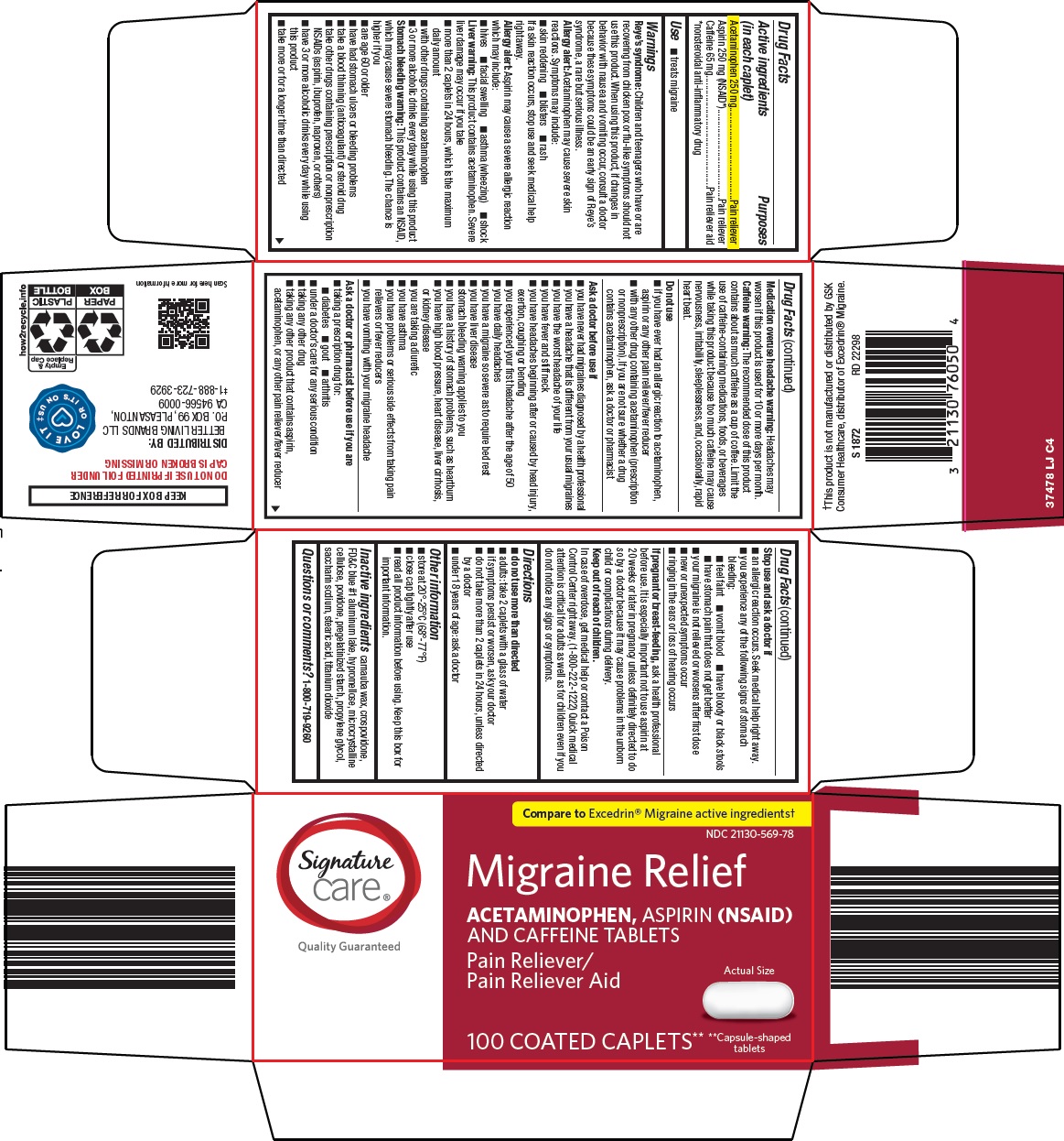 Pill image for Better Living Brands Llc Migraine Relief Drug Facts