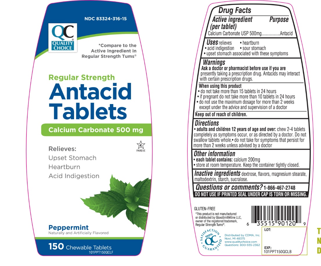 Pill image for Quality Choice Regular Strength Peppermint Flavor Antacid Drug Facts