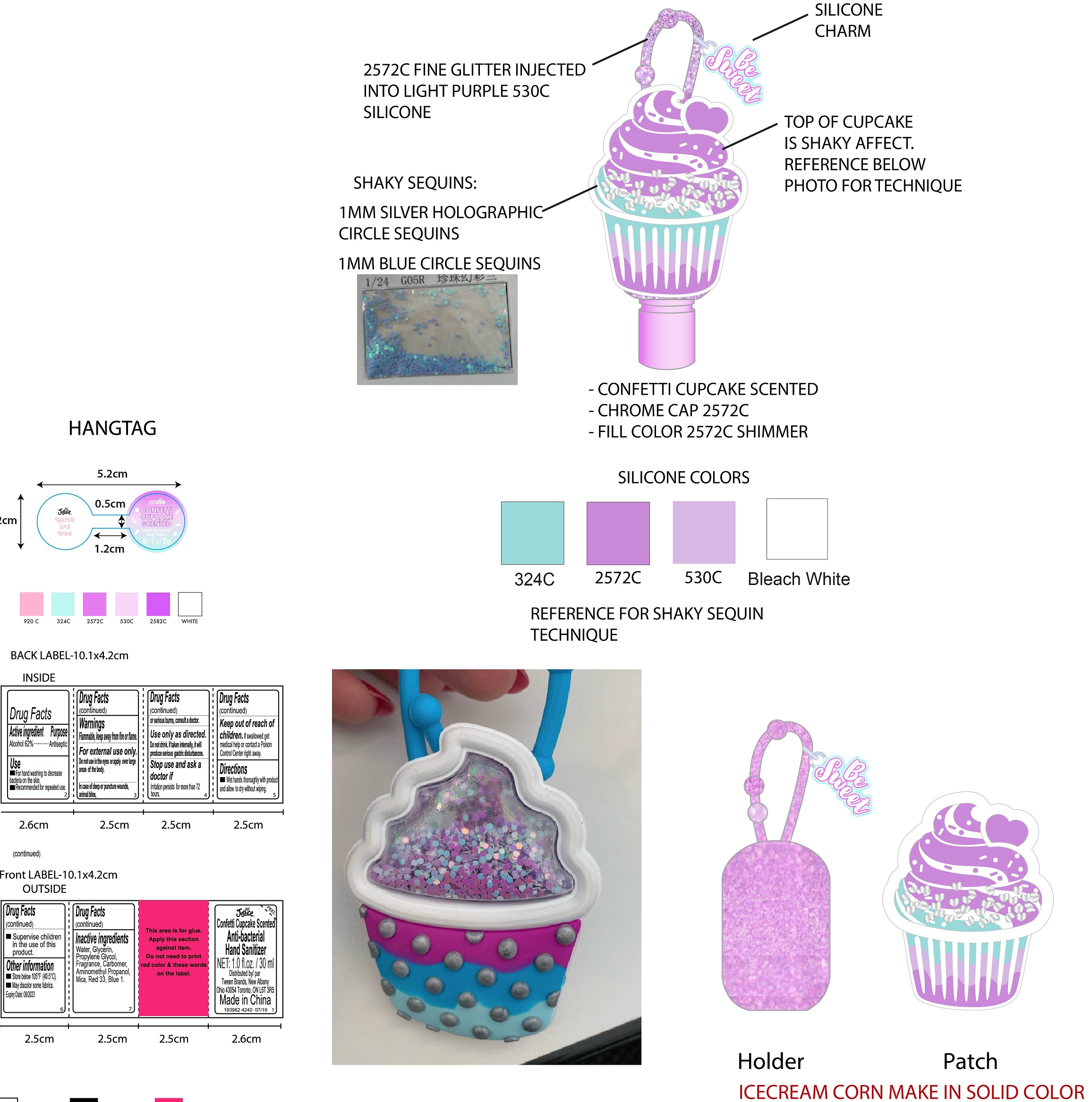 Pill image for justice confetti cupcake scented anti-bacterial hand sanitizer