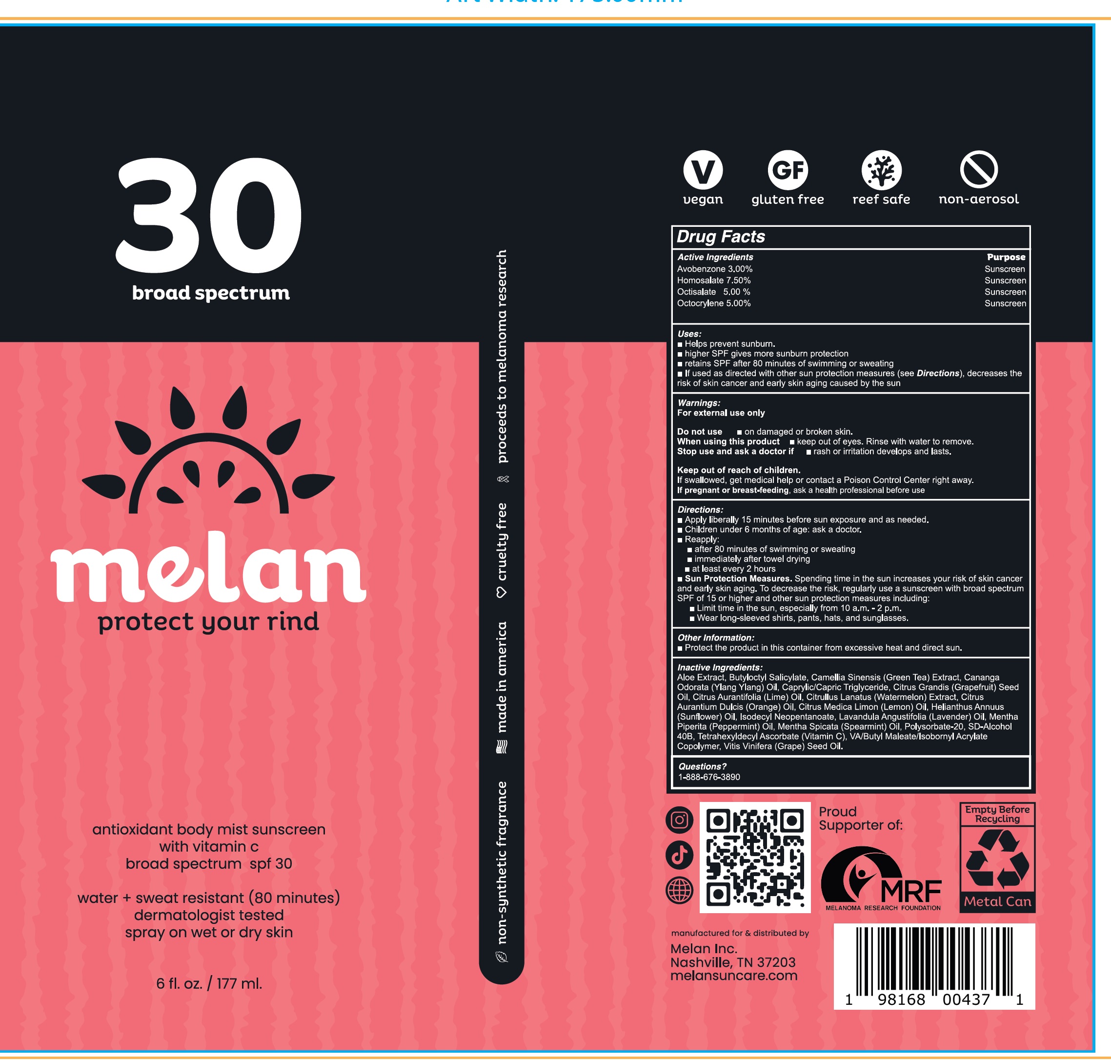 Pill image for Melan Spf-30 Antioxidant Body Mist Sunscreen