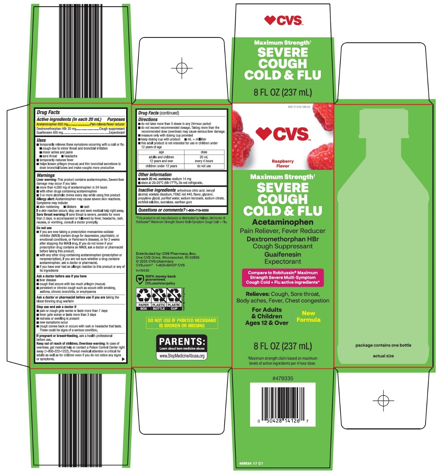 Pill image for Cvs Pharmacy, Inc. Severe Cough Cold & Flu Drug Facts