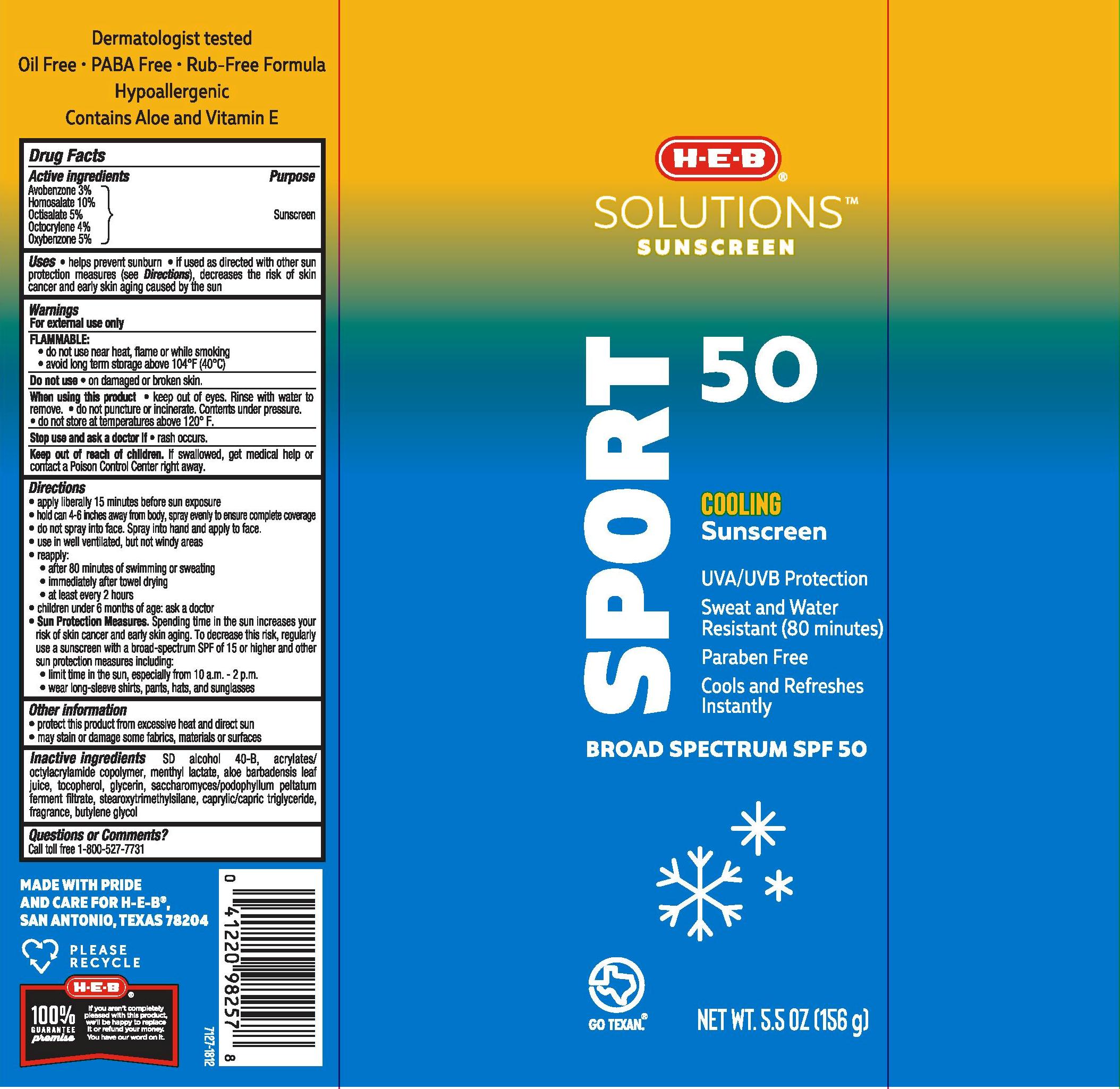 Pill image for H.e.b Solutions Sunscreen Cooling Sport Spf 50 Continuous Spray