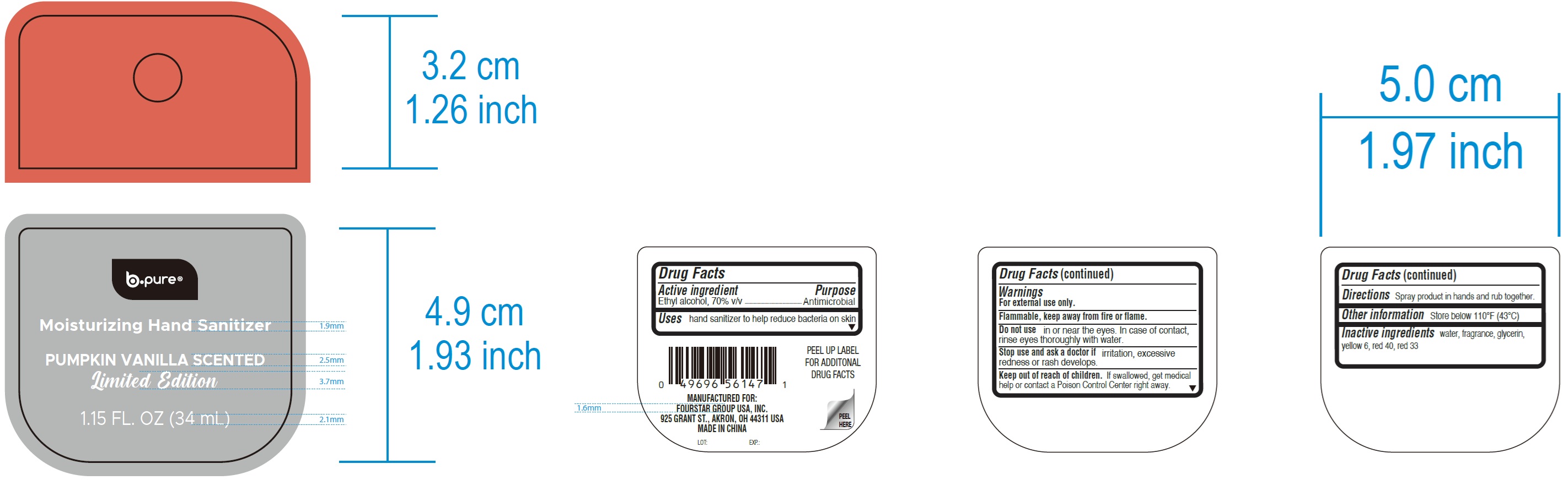Pill image for B-pure Moisturizing Hand Sanitizer, Pumpkin Vanilla Scented
