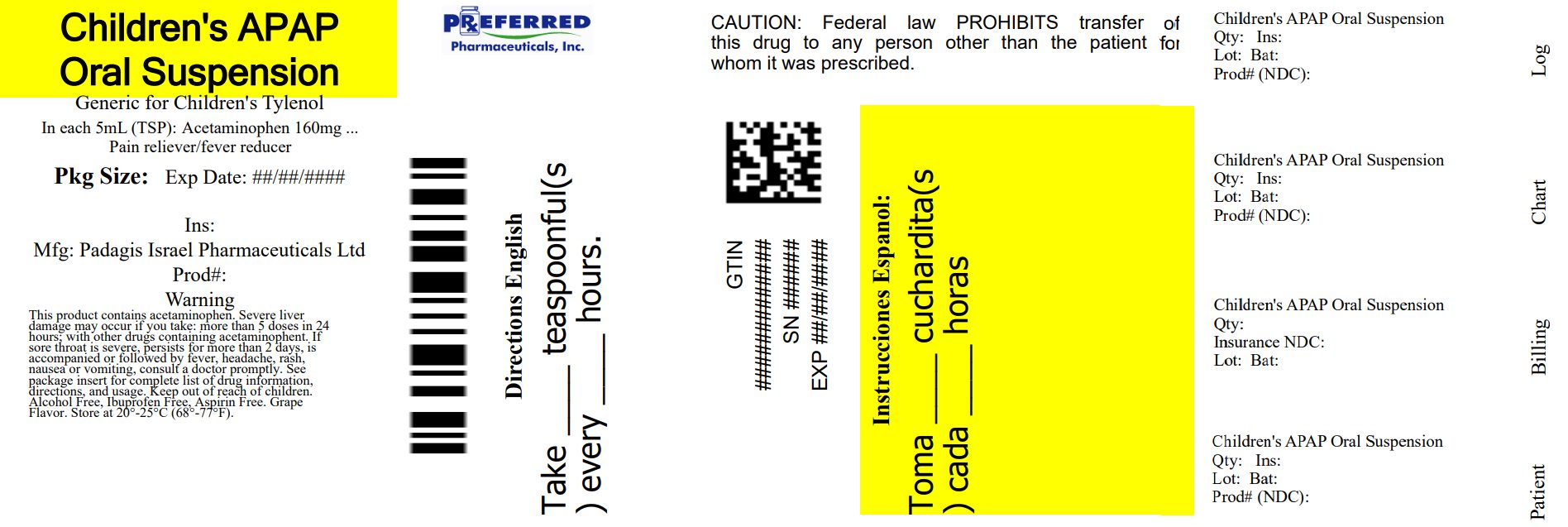 Pill image for Perrigo Children’s Acetaminophen Drug Facts