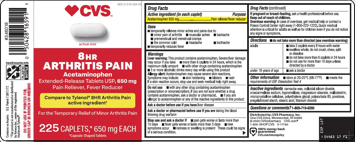Pill image for Cvs Pharmacy, Inc. 8 Hr Arthritis Pain Drug Facts