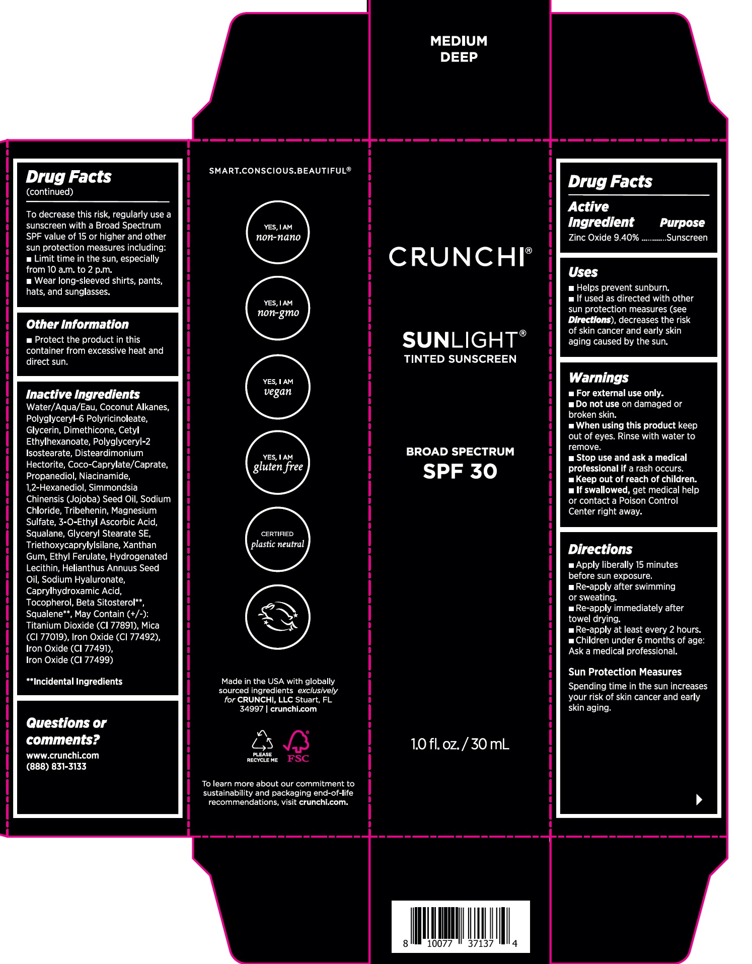 Pill image for crunchi sunlight tinted sunscreen spf 30, medium deep