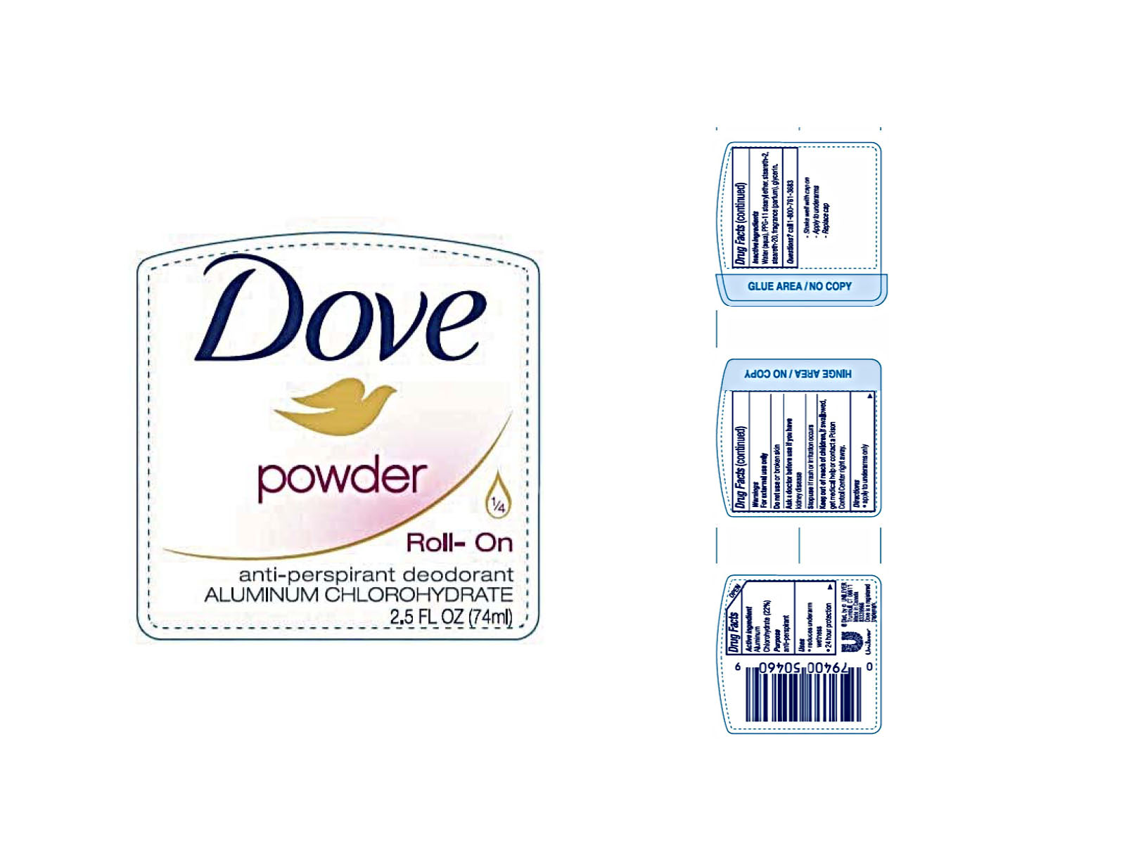 Pill image for Dove Powder Roll-on Antiperspirant Deodorant